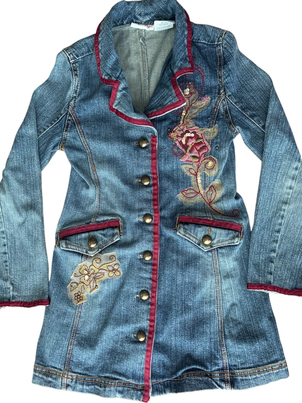 Vintage Mary-Kate and Ashley Girls Embroidered Denim Coat Jacket - Size M (7/8)